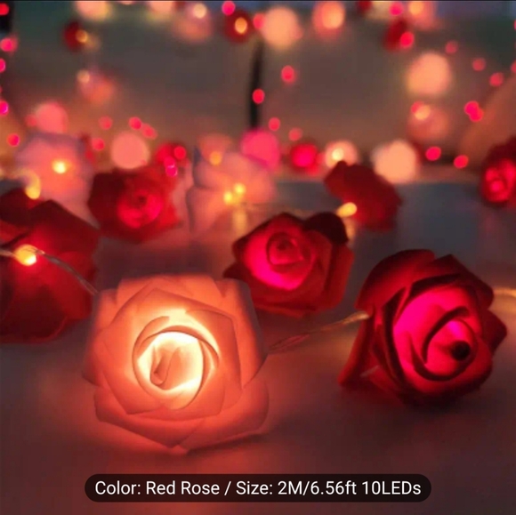 New LED Red Roses String Lights - Picture 2 of 4